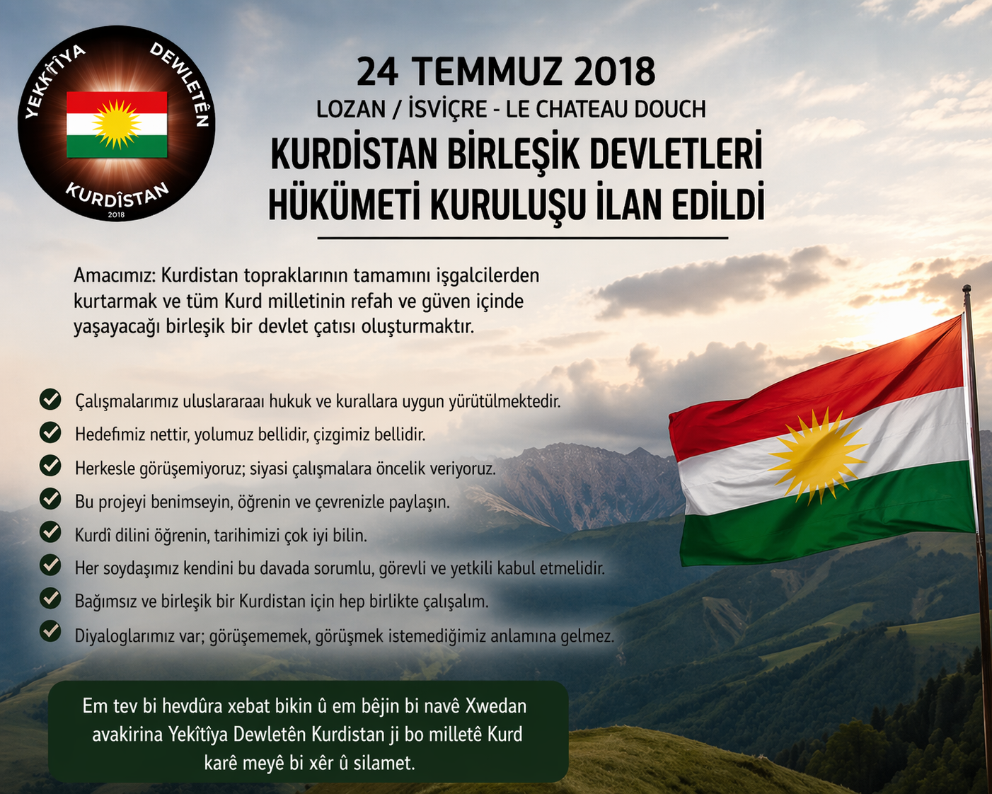 Bağımsız Kurdistan Birleşik Devletleri Kaçınılmazdır: İşgale ve Statükoya Karşı Tarihi Hesaplaşma